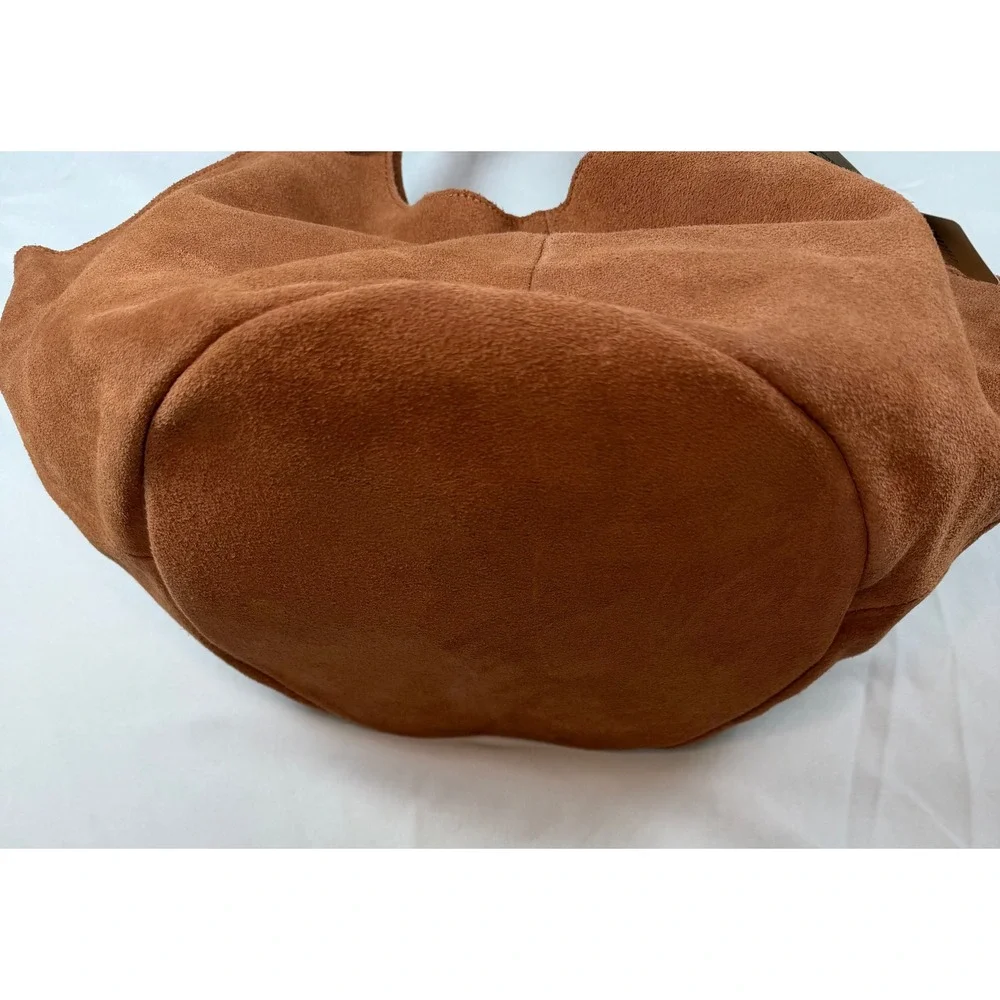 M.I.L.A Emma Bag Tan Brown Suede Leather Hobo Shoulder Bag Womens‎ MILA Handbag